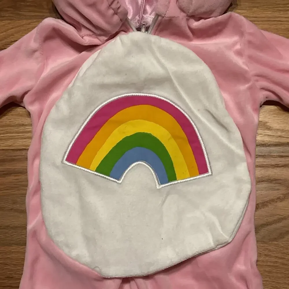 Cheer Bear Kids Care Bears Halloween Costume Size 2T Pink Rainbow 1 Piece Plush
